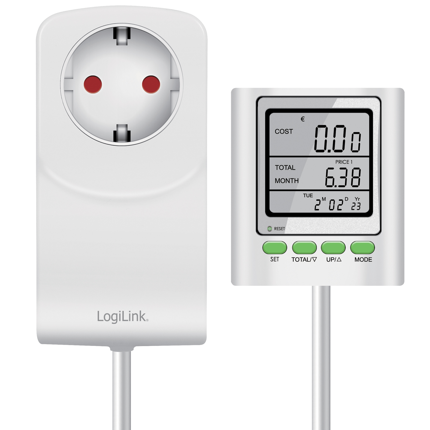 Energimätare LogiLink Med Kostnadsberäkning och Extern Display