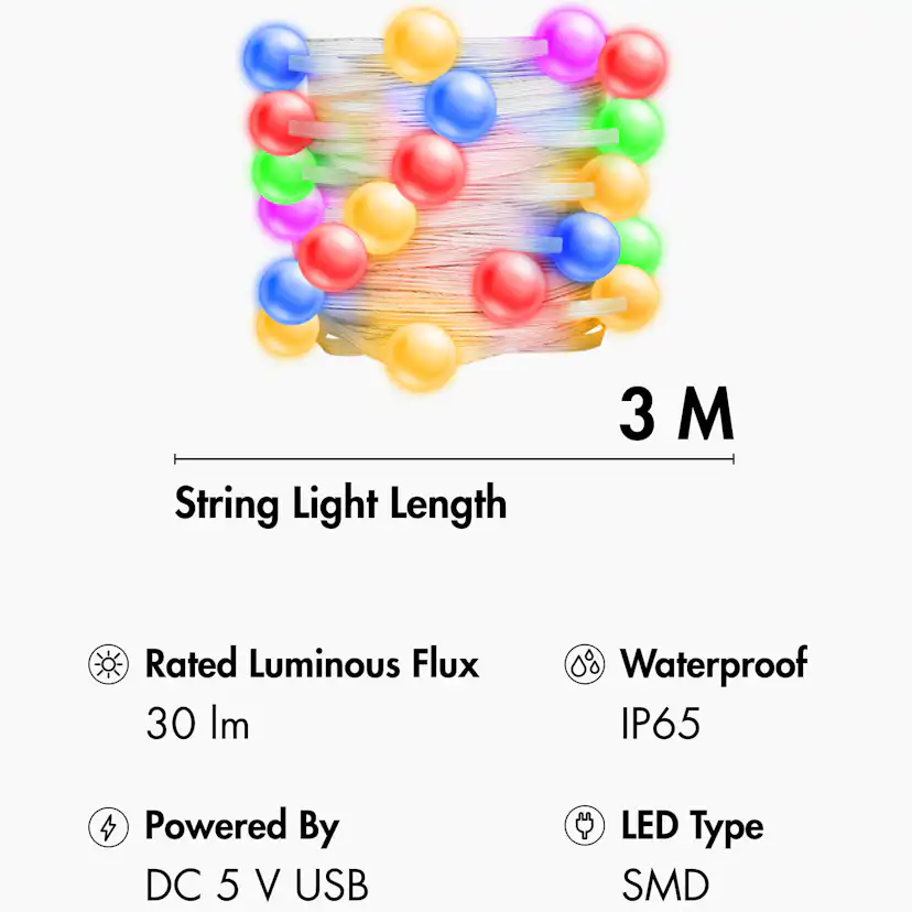 RGB-ljusslinga LogiLink Med Fjärrkontroll och WiFi Tuya IP65 3 m