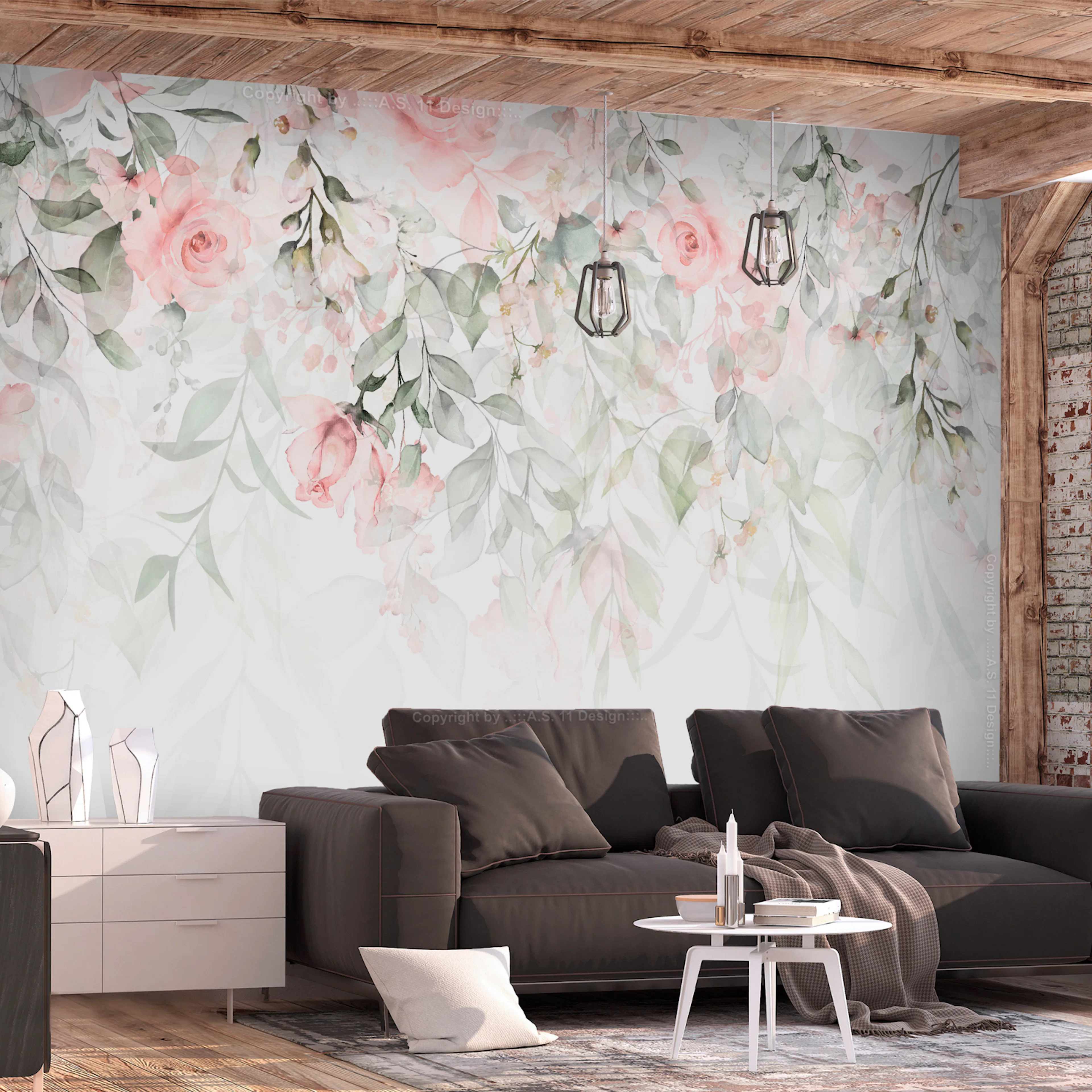 Fototapet - Waterfall of Roses - First Variant 450x315 450x315 cm