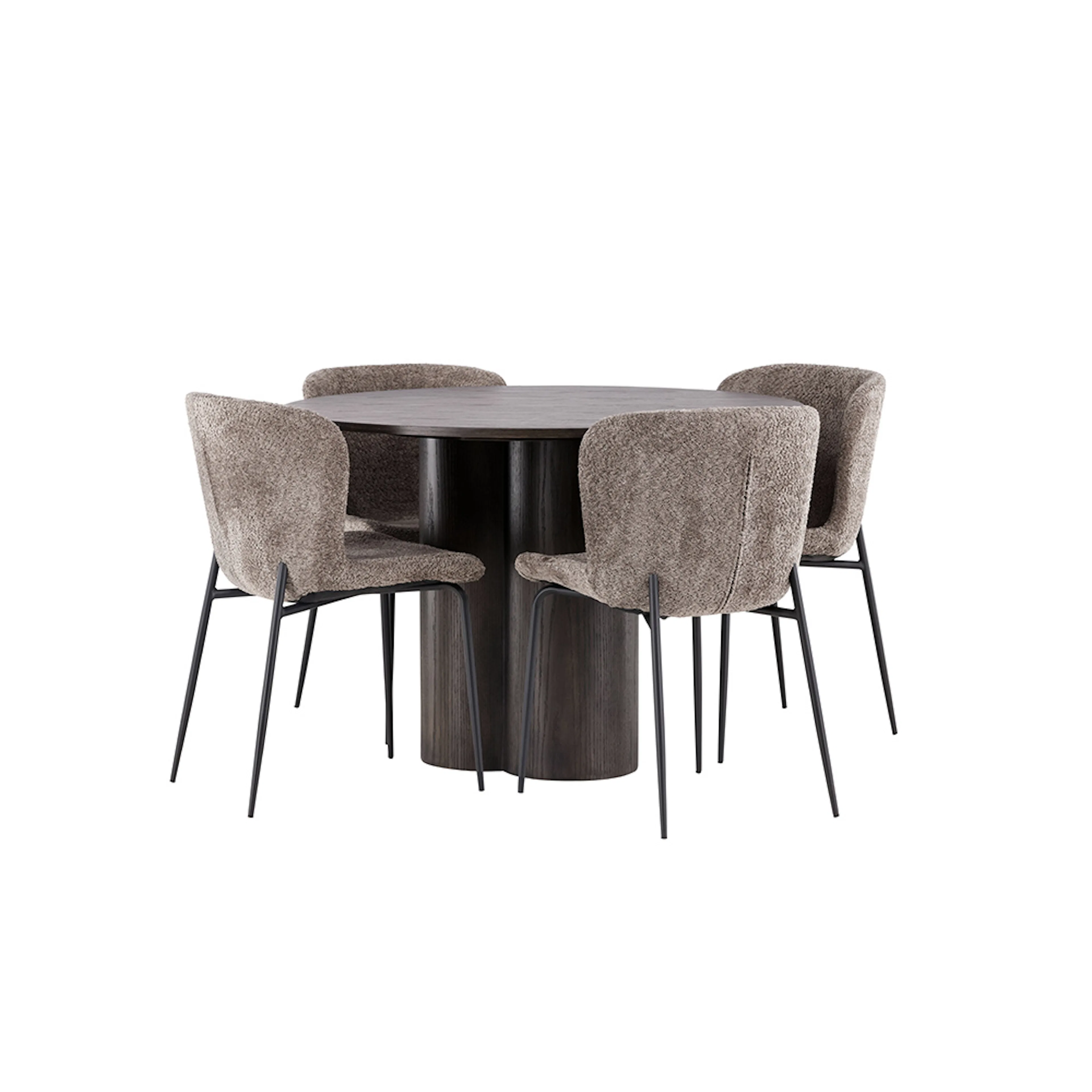 OliviaDiningTable-Mocca/MoccaVeneer+ModestoDiningChair-Beige Mocka/Mörkgrå