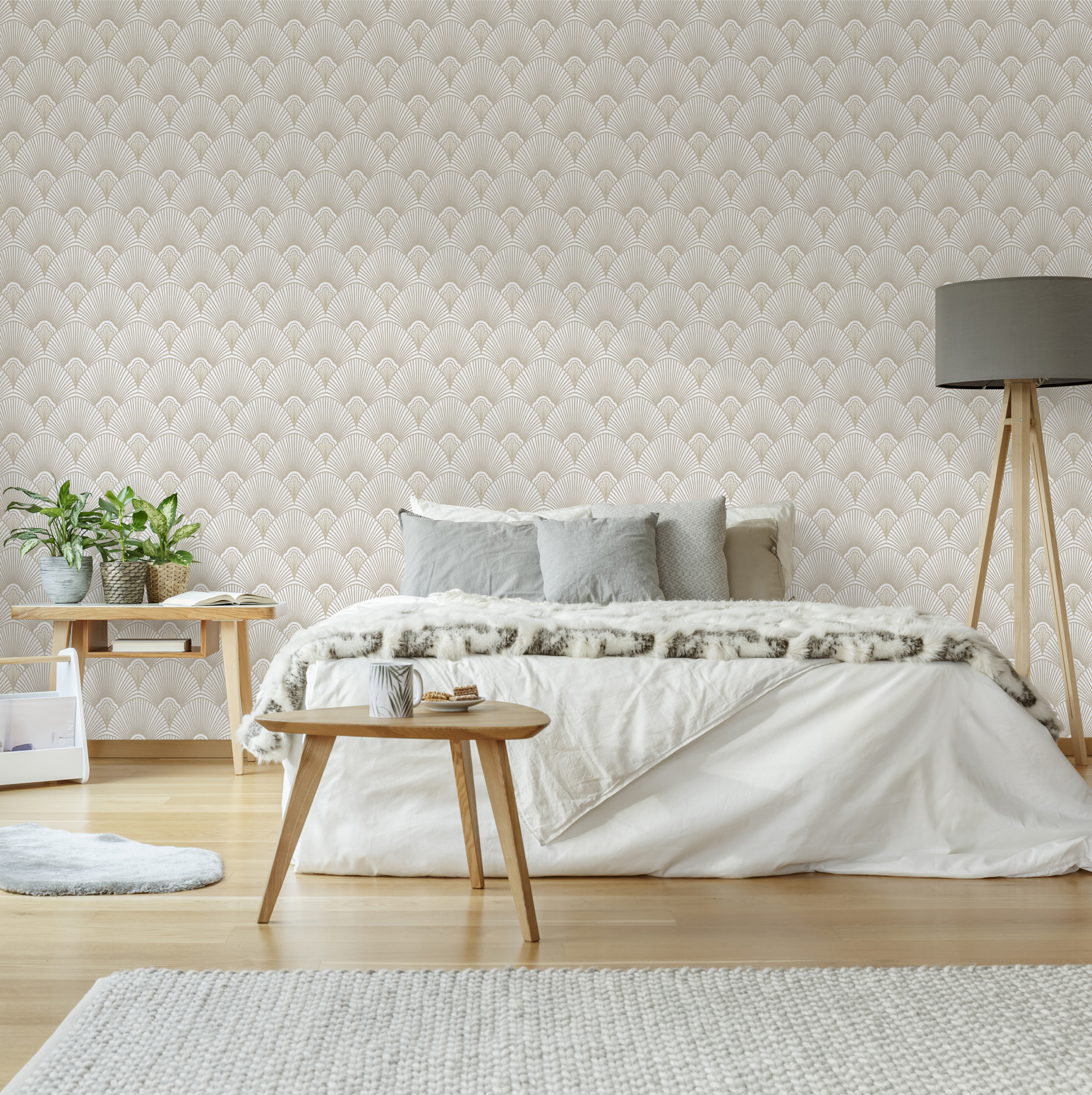 Tapet Sublime Art Deco Naturel 121146 EasyUp, Mönstrad Vit