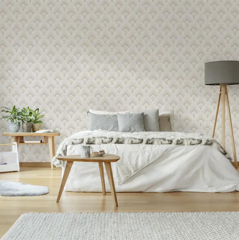 Tapet Sublime Art Deco Naturel 121146 EasyUp, Mönstrad Vit
