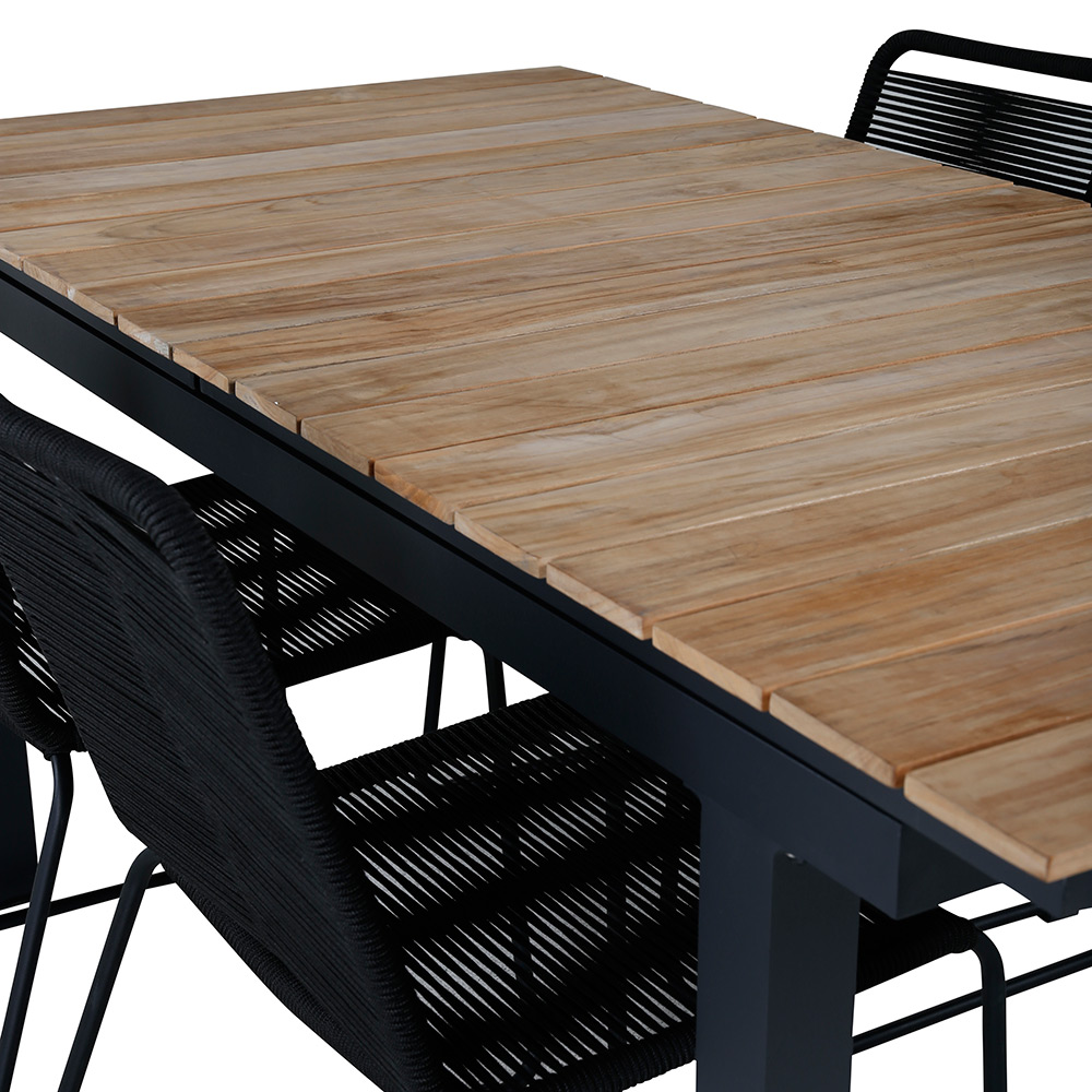 MexicoTable160/240*90-LindosChair-BlackAlu/LatteRope_4 Beige