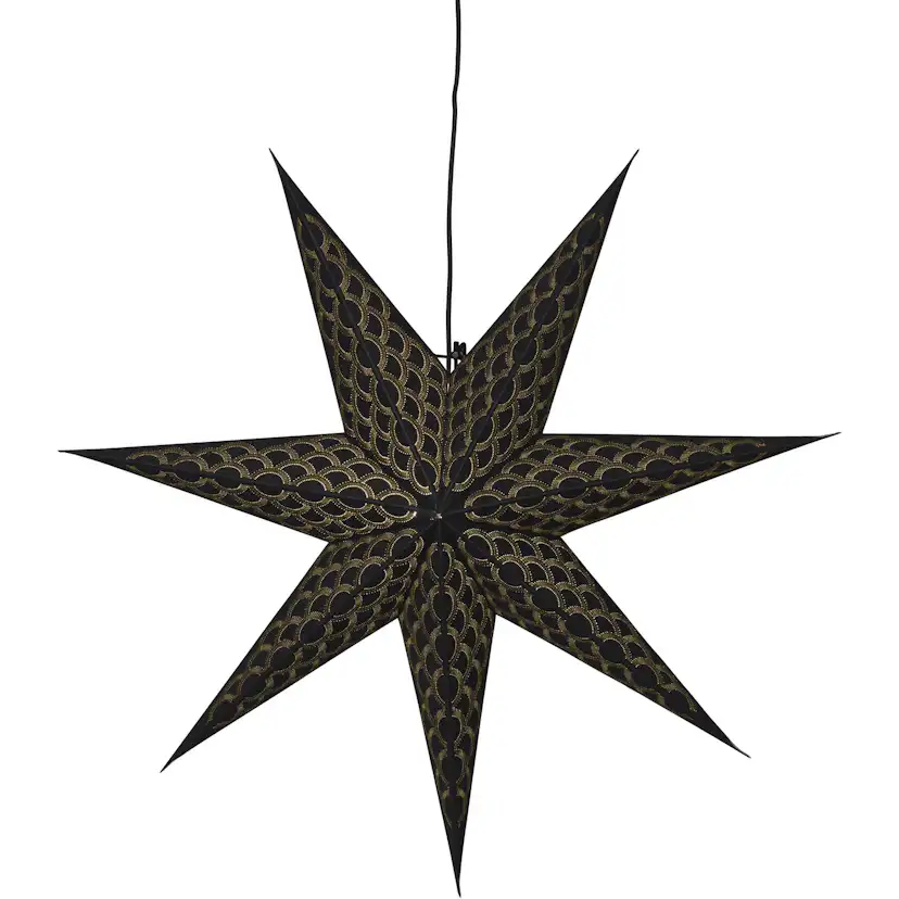Paper star ,black , gold stitch Svart