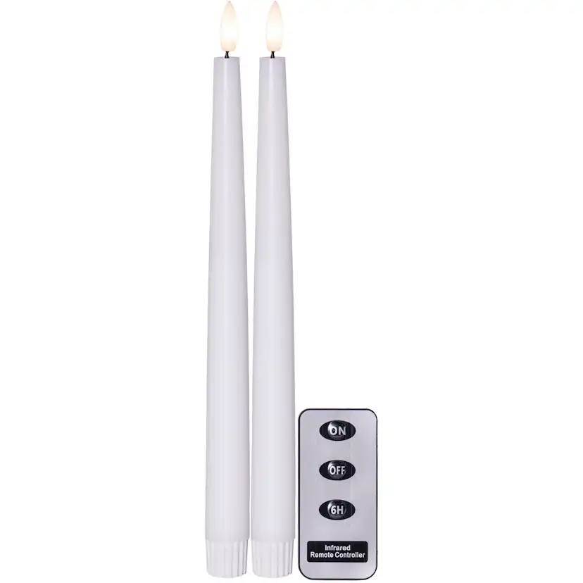 LEDAntikljus2p Flamme Slim Vit