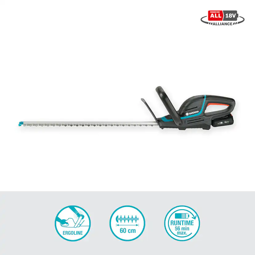 Häcksax Gardena ComfortCut 60/18V P4A Komplett (2,5Ah batteri + standardladdare)