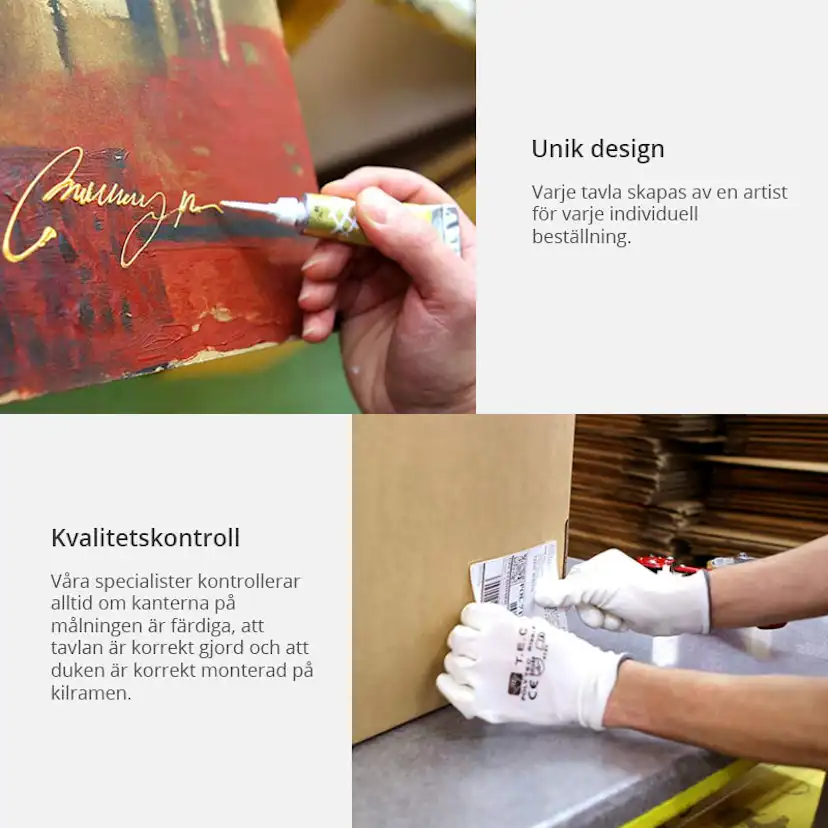 Handmålad Tavla Arkiio Gyllene Blad 120x60