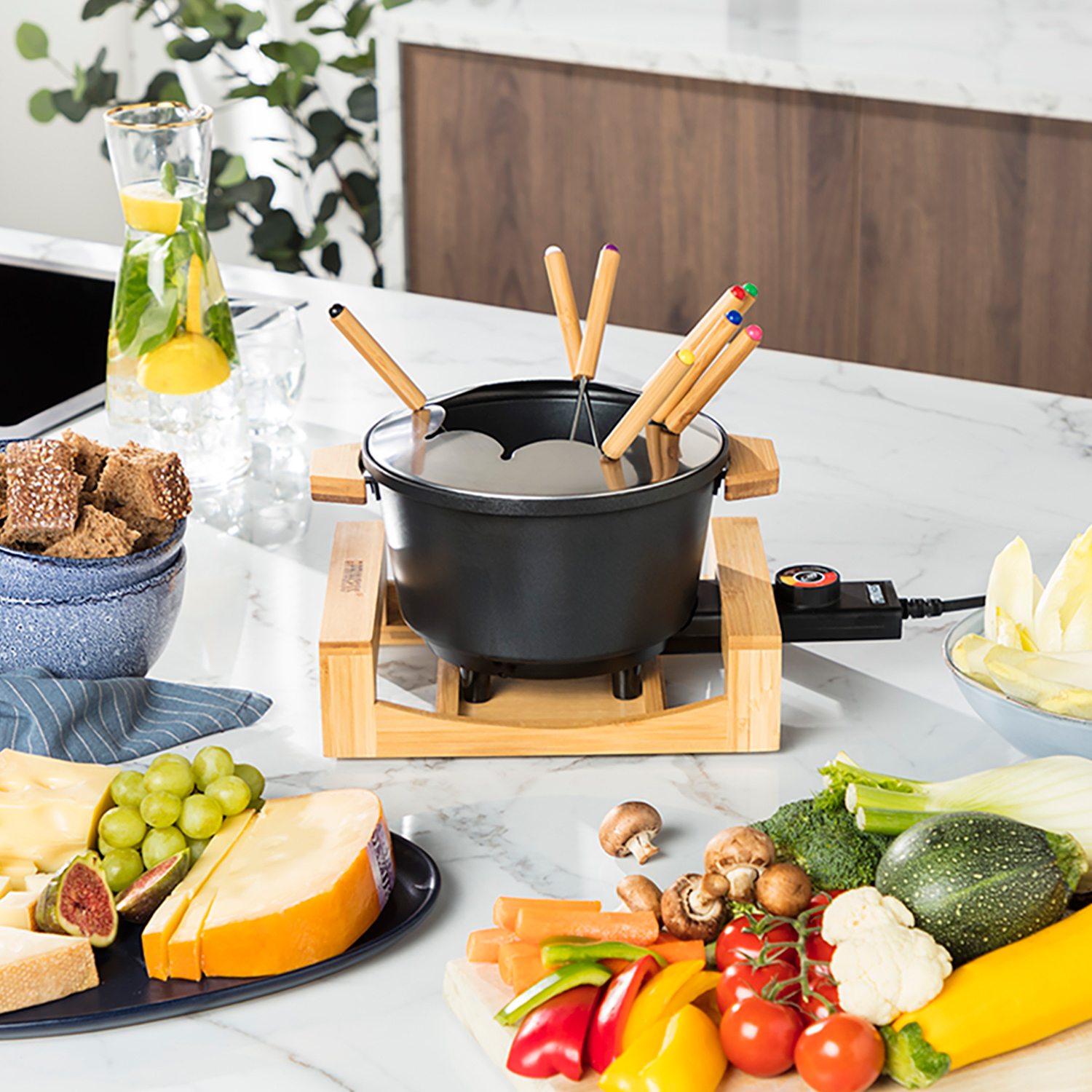 Fondueset Princess Pure Bamboo 1,5L 8 st Pinnar