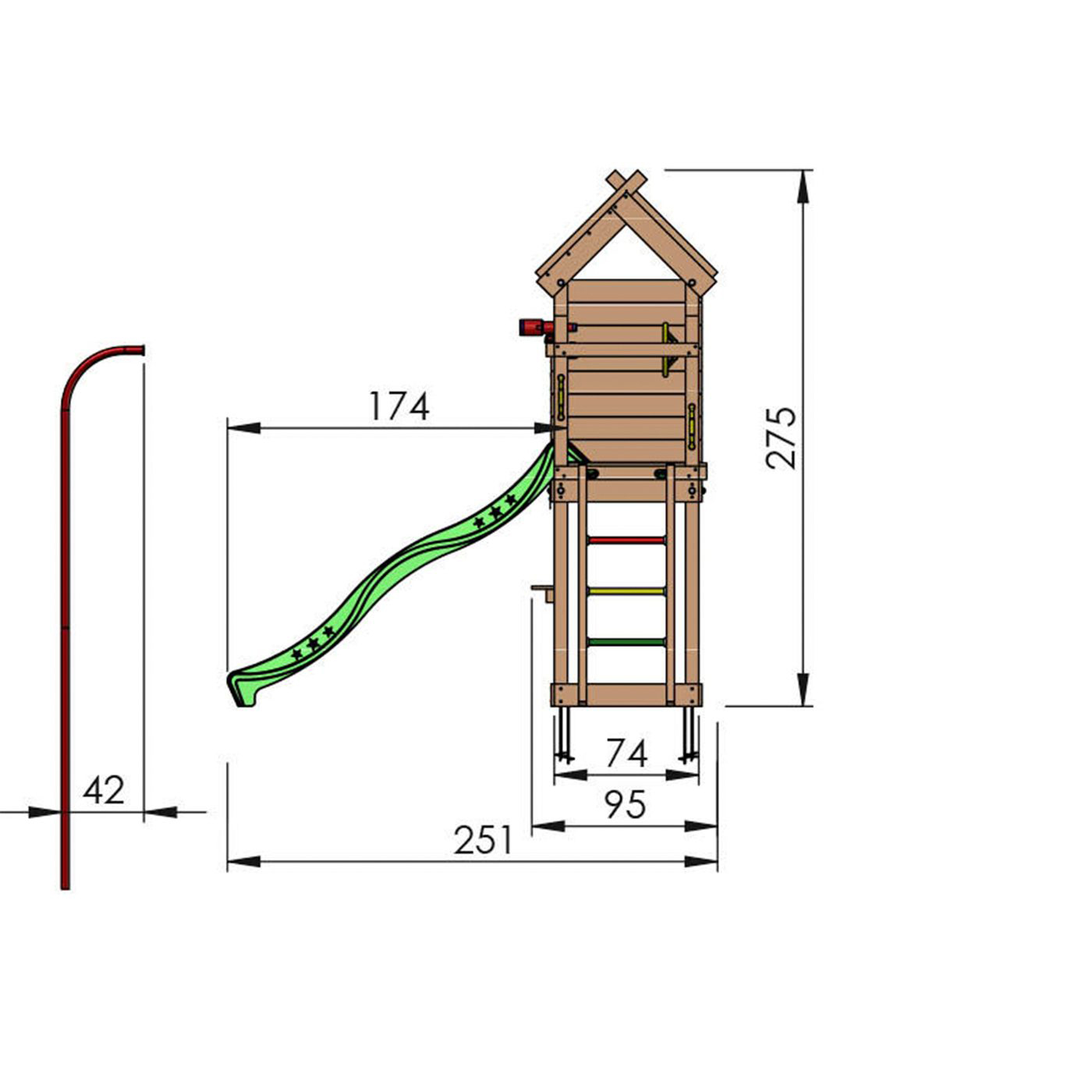 Jungle Gym Resort lektorn komplett inkl. röd rutschkana Röd