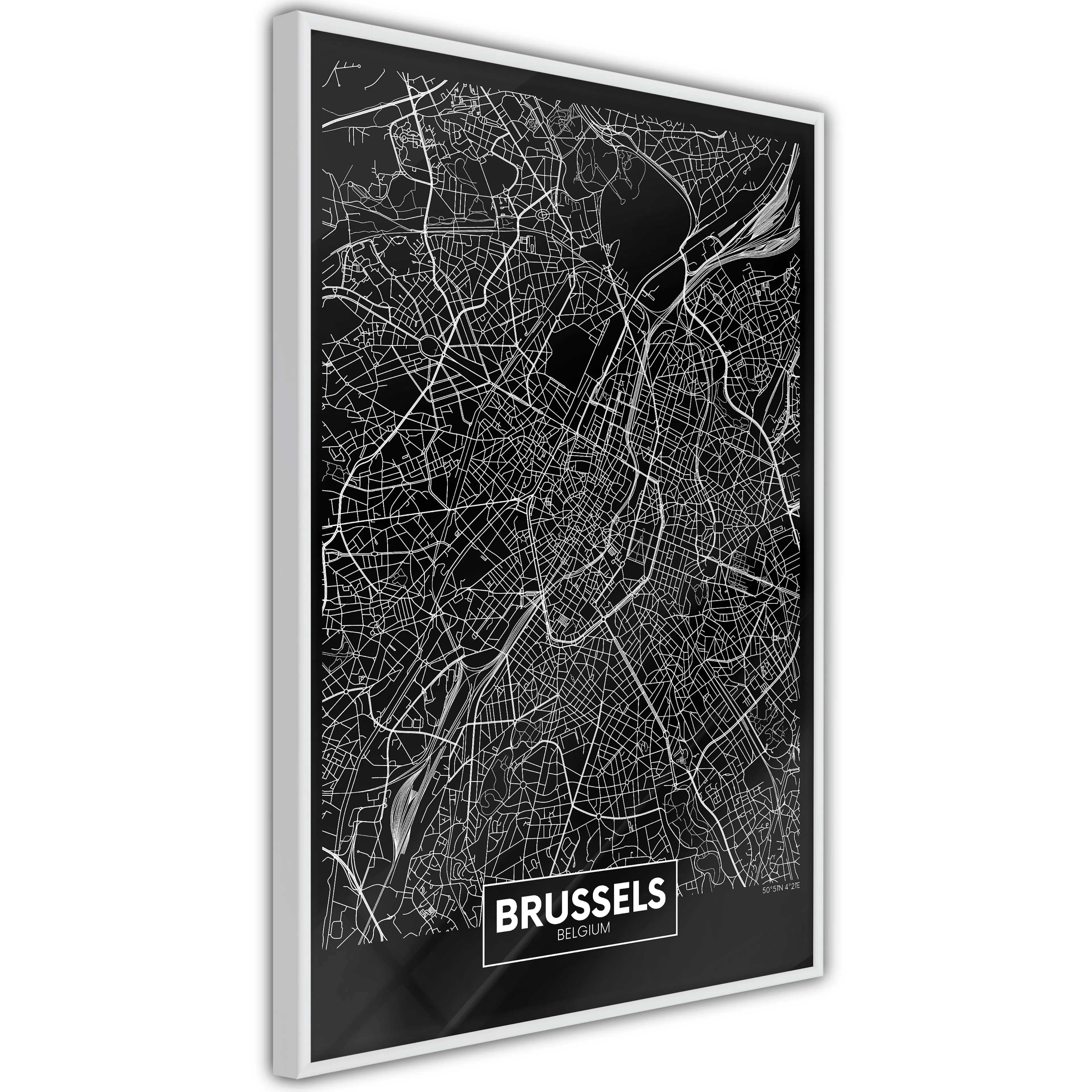 Poster Artgeist Affisch Dark Map of Brussels