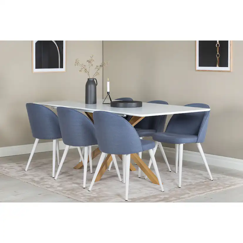 Matgrupp Venture Home Piazza med 6 Velvet stolar Tyg