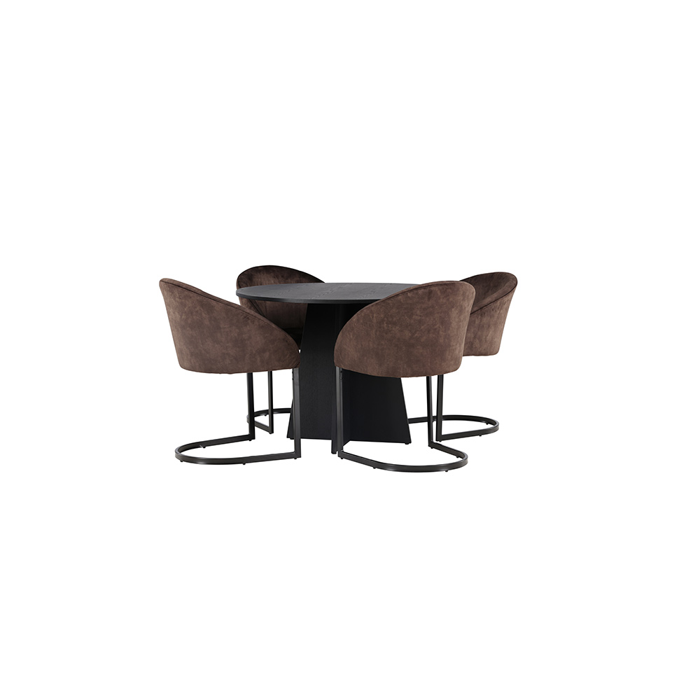 Matgrupp Venture Home Bootcut Ø110 cm med 4 st Evening stolar