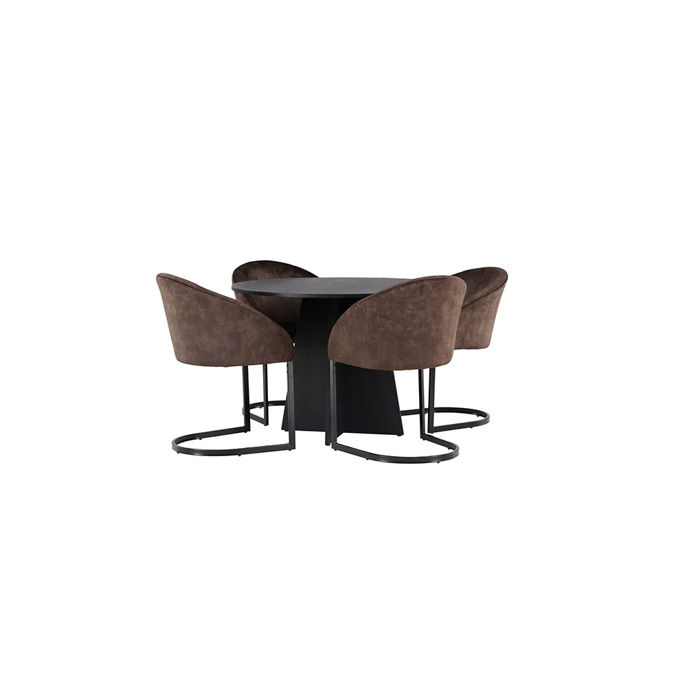 Matgrupp Venture Home Bootcut Ø110 cm med 4 st Evening stolar