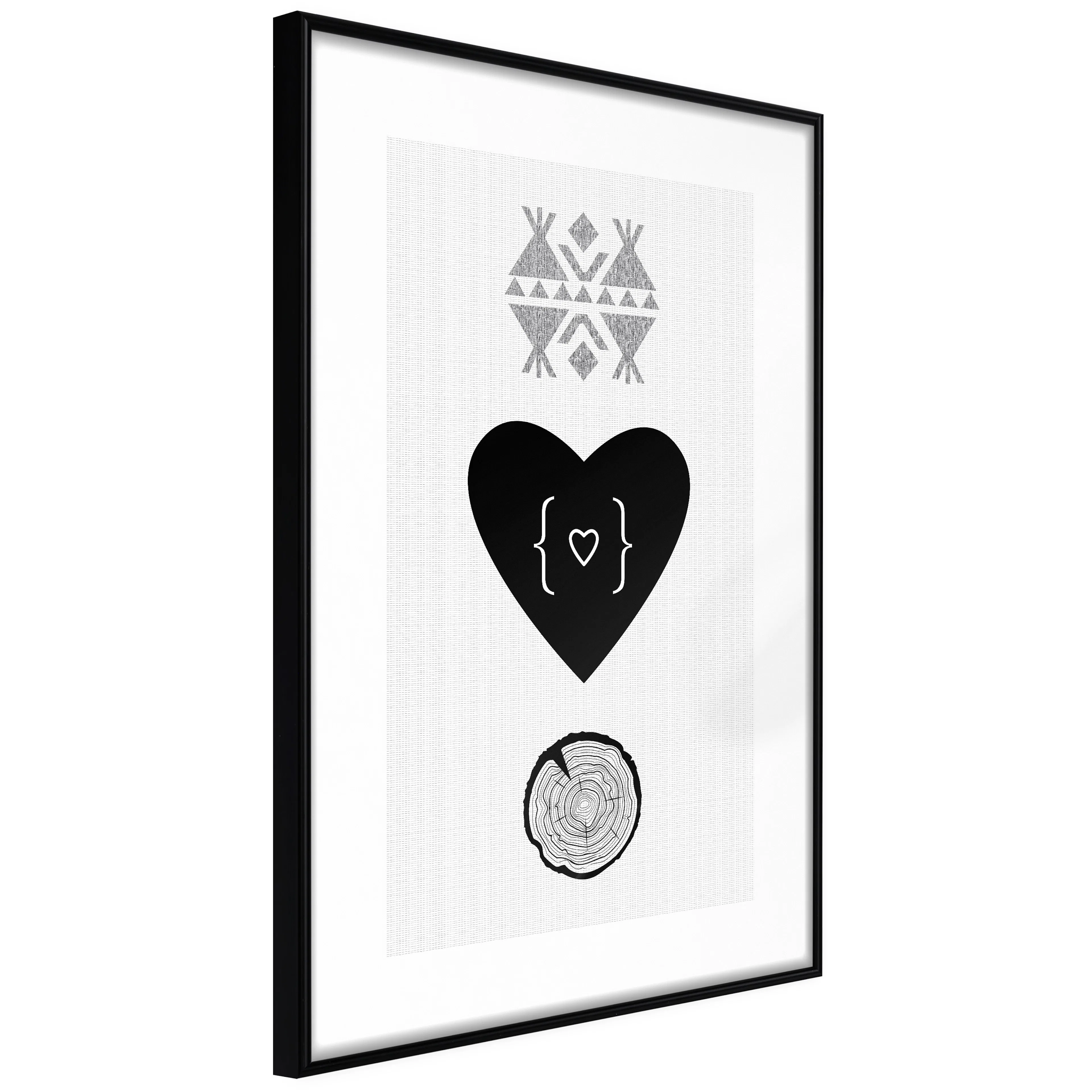 Affisch - Heart and Tree Trunk [Poster] 40x60 Svart ram, 40x60 cm