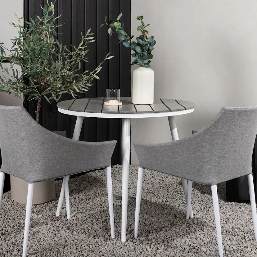 Break - Dining Table Round- White / Grey - Alu / Aintwood - Grå/Vit