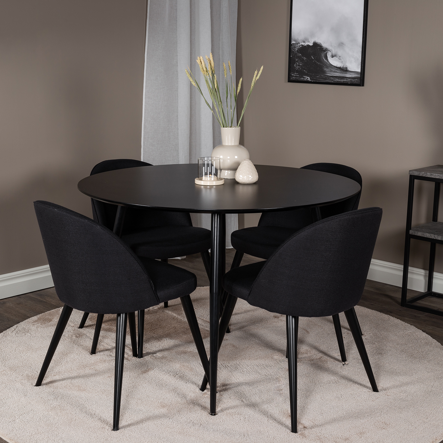 Matgrupp Venture Home Silvia med 4 Valentina Stolar Polyestertyg Runt