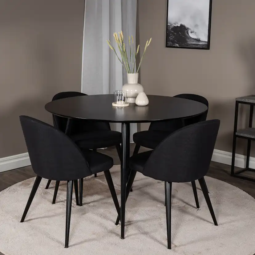 Matgrupp Venture Home Silvia med 4 Valentina Stolar Polyestertyg Runt