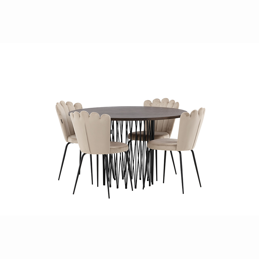 Matgrupp furniture/fashion Stone Ø120 cm med 4 Limhamn Light Stolar