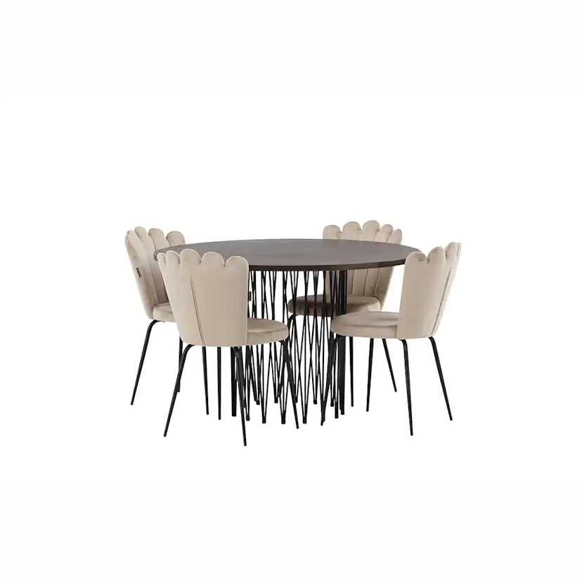 Matgrupp furniture/fashion Stone Ø120 cm med 4 Limhamn Light Stolar
