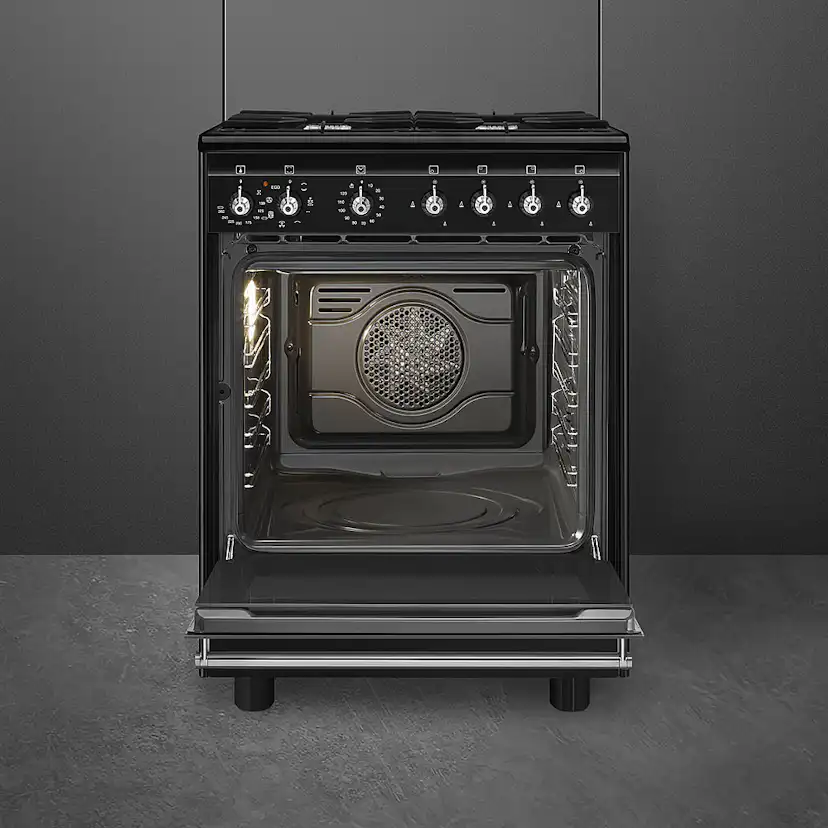 Gasspis Smeg Concerto CX61GMBL Svart med Mångsidig och Elektrisk Ugn