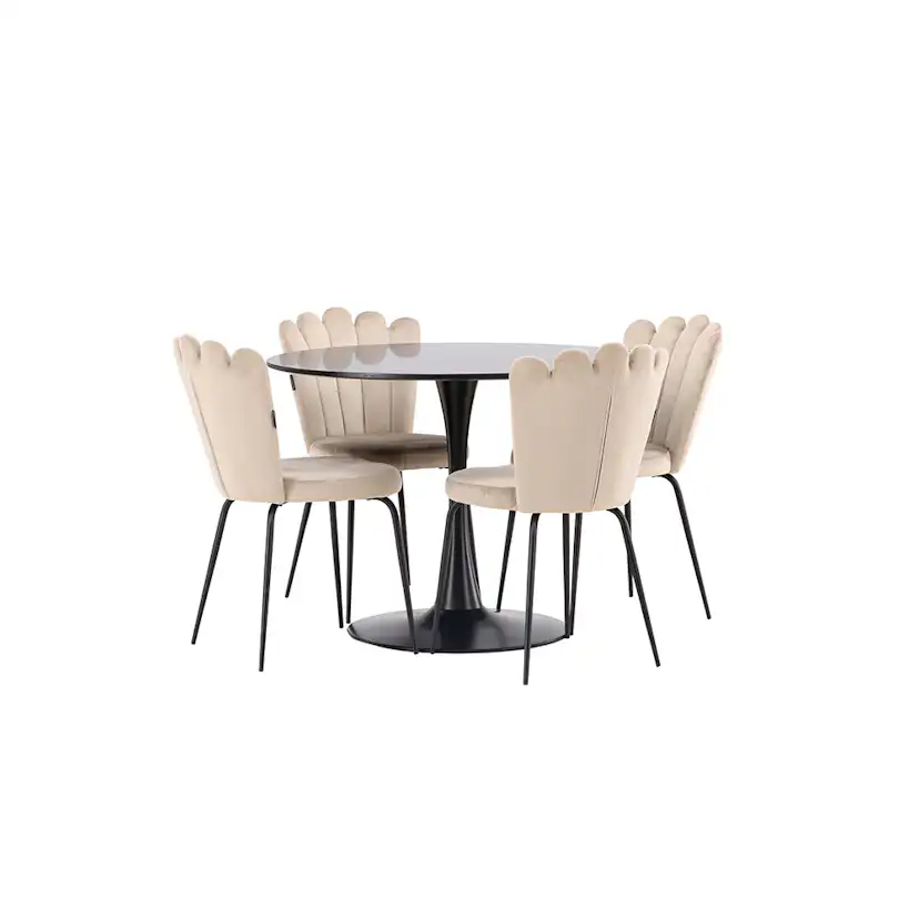 Matgrupp Venture Home Glade Ø 100 cm med 4 Limhamn Stolar