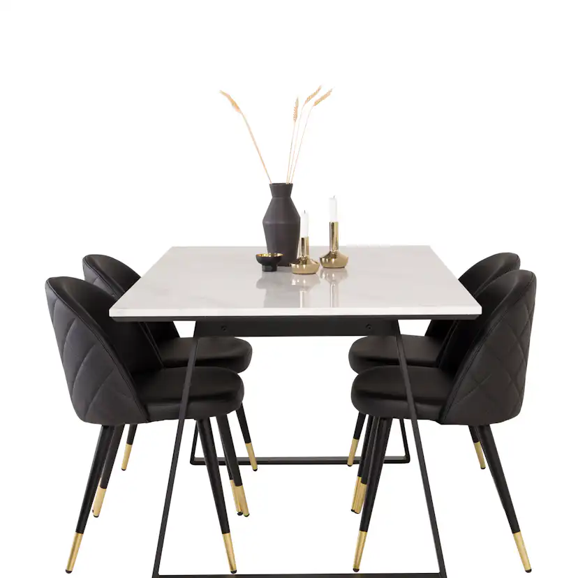 Matgrupp Venture Home Estelle 140 med 4 Valentina Stolar Läder