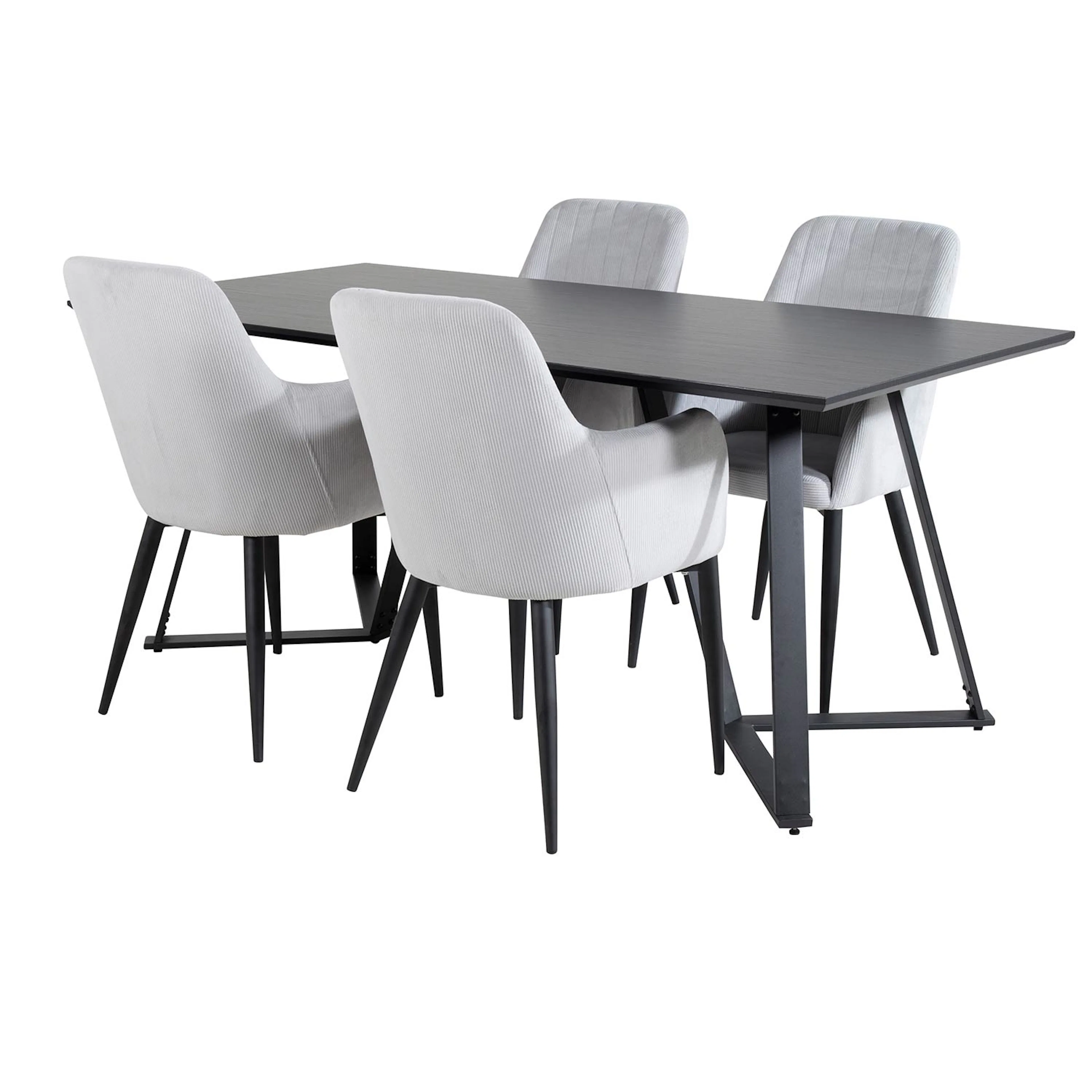 Marina Table - Black top /Comfort Chair -grå/ Black _4 Svart/Ljusgrå