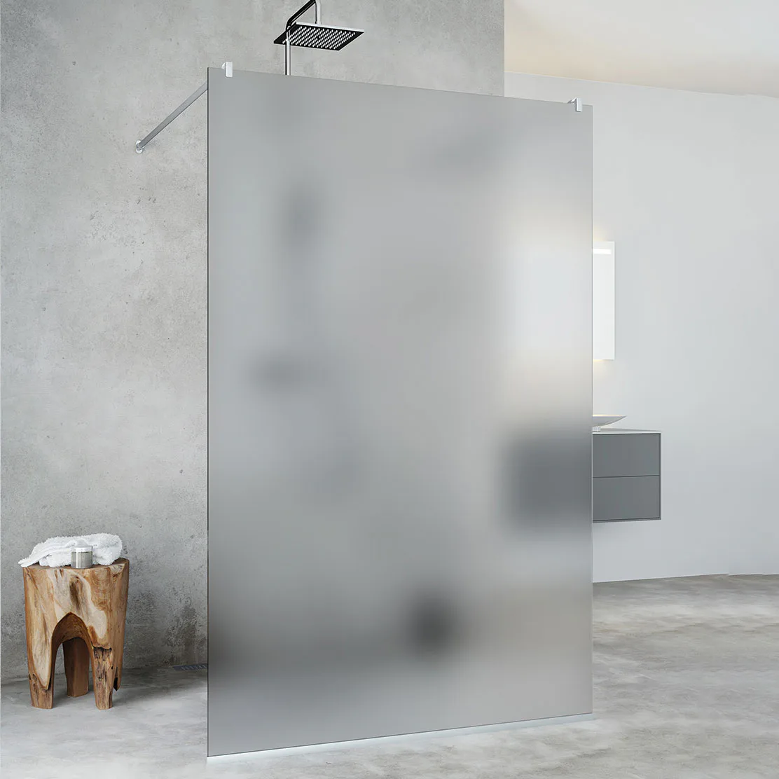 Duschvägg Hafa Igloo Pro I-WALL 100 FROST NAT Glas: Frostat glas, Profil: Aluminium, B: 975 mm