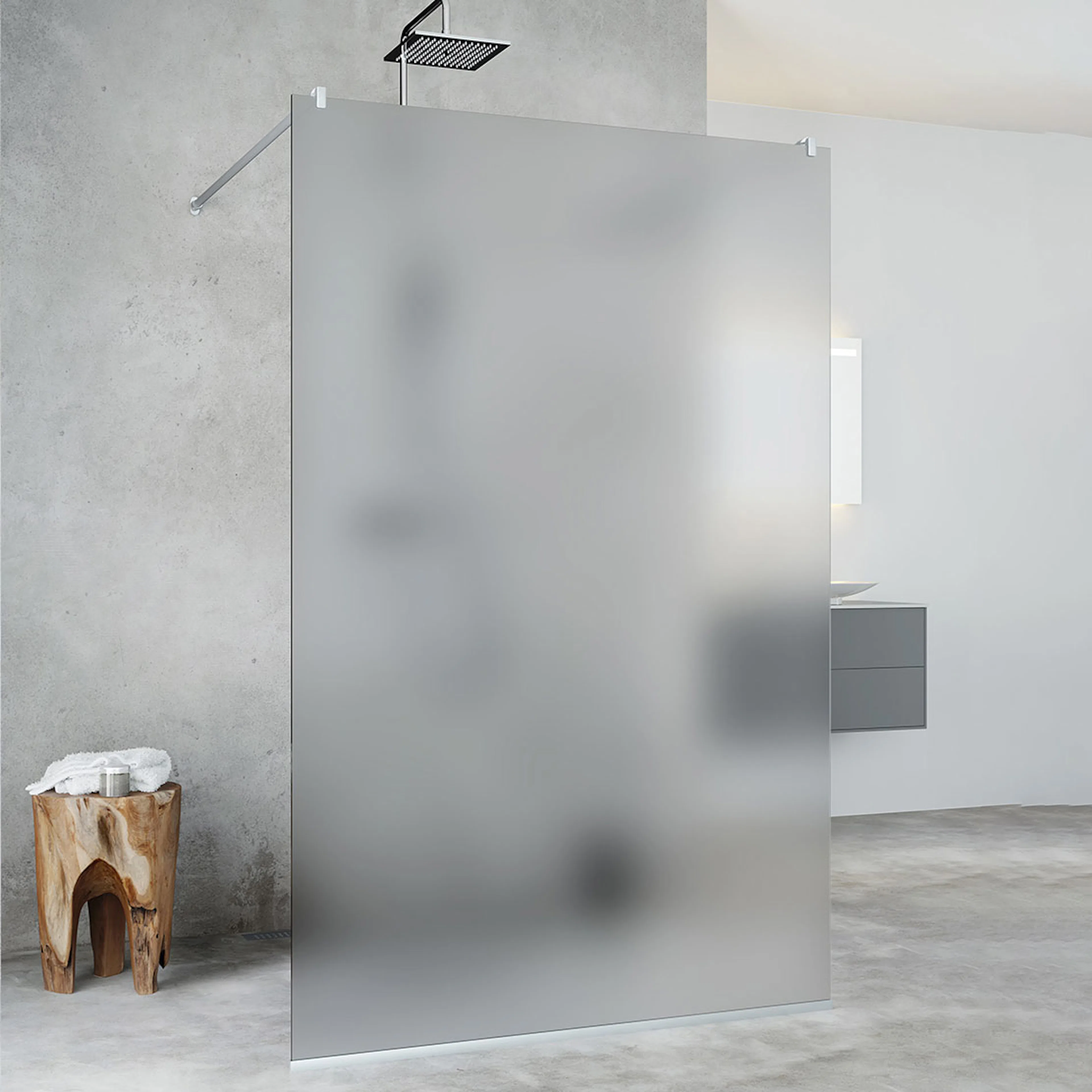 Duschvägg Hafa Igloo Pro I-WALL 100 FROST NAT Glas: Frostat glas, Profil: Aluminium, B: 975 mm