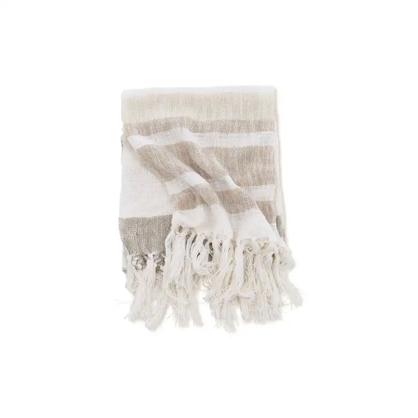 Sandy Throw Slub/polyester - Offwhite/beige/brown / - 130*17 Beige/Brun/Vit