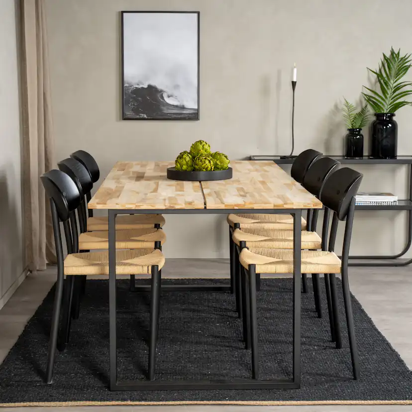 Matgrupp Venture Home Cornelia med 6 Peggy Stolar Svart