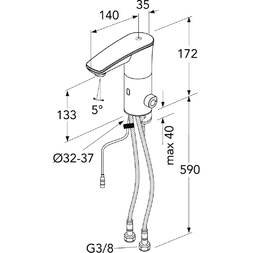 TVÄTTSTÄLLSBLANDARE SENSOR SENSORIC 1.0, KROM, 240MM HÖG Färg: Krom