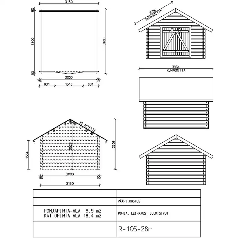 Timmerlada LP Garden S10 10 m² Förråd med Täta Väggar i Obehandlat Trä