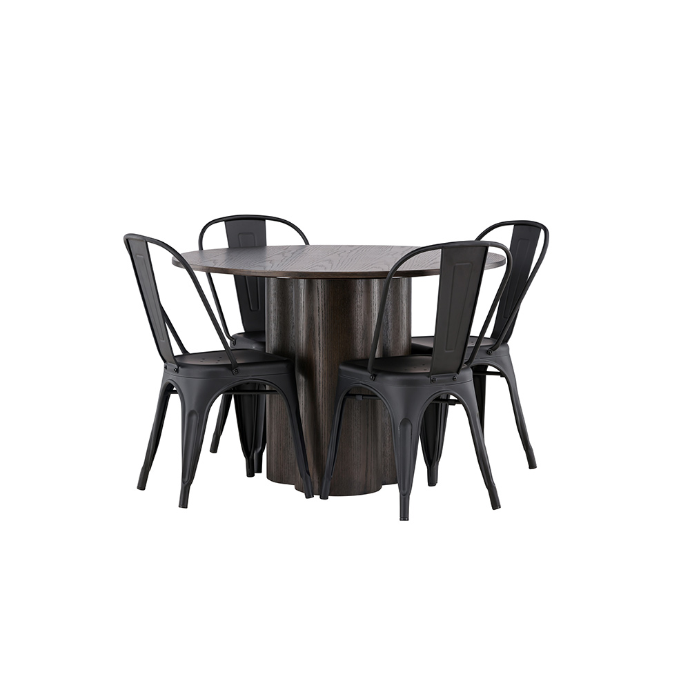 Matgrupp Venture Home Olivia Ø 110 cm med 4 Tempe Stolar