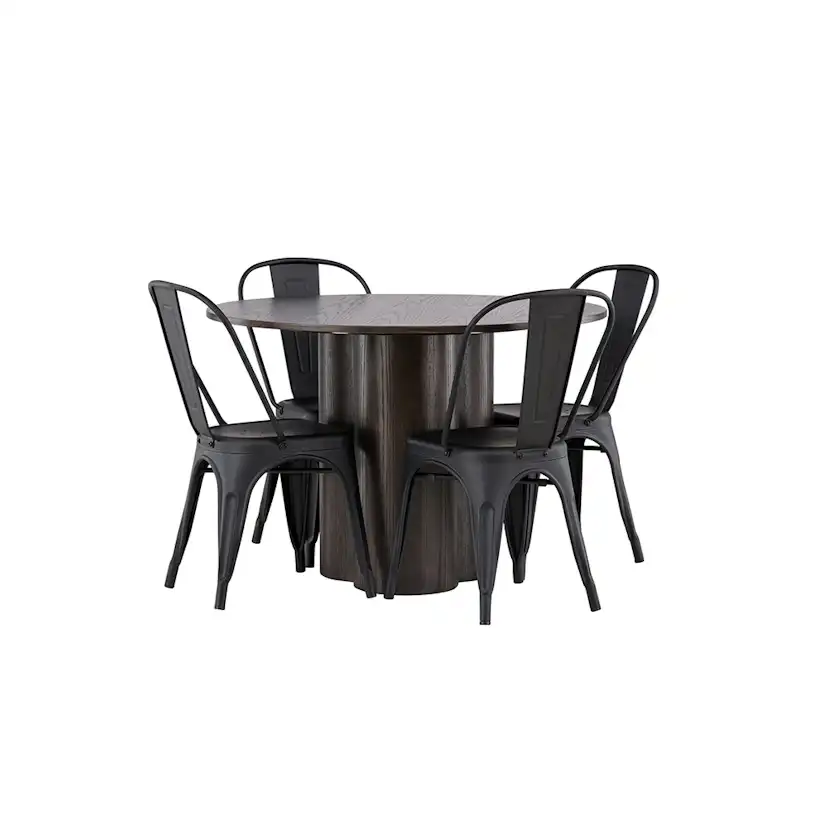 Matgrupp Venture Home Olivia Ø 110 cm med 4 Tempe Stolar