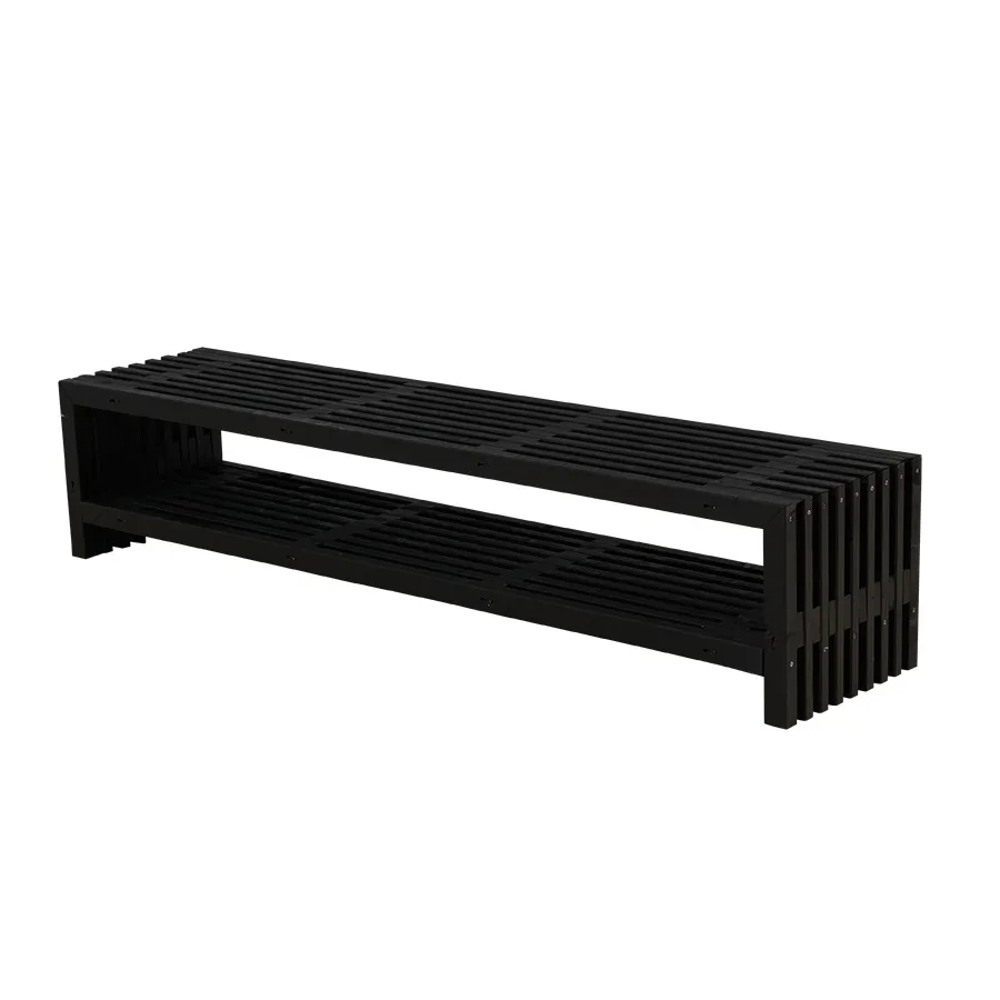 Trädgårdsbänk PLUS Rustik Design med Hylla 2180 mm