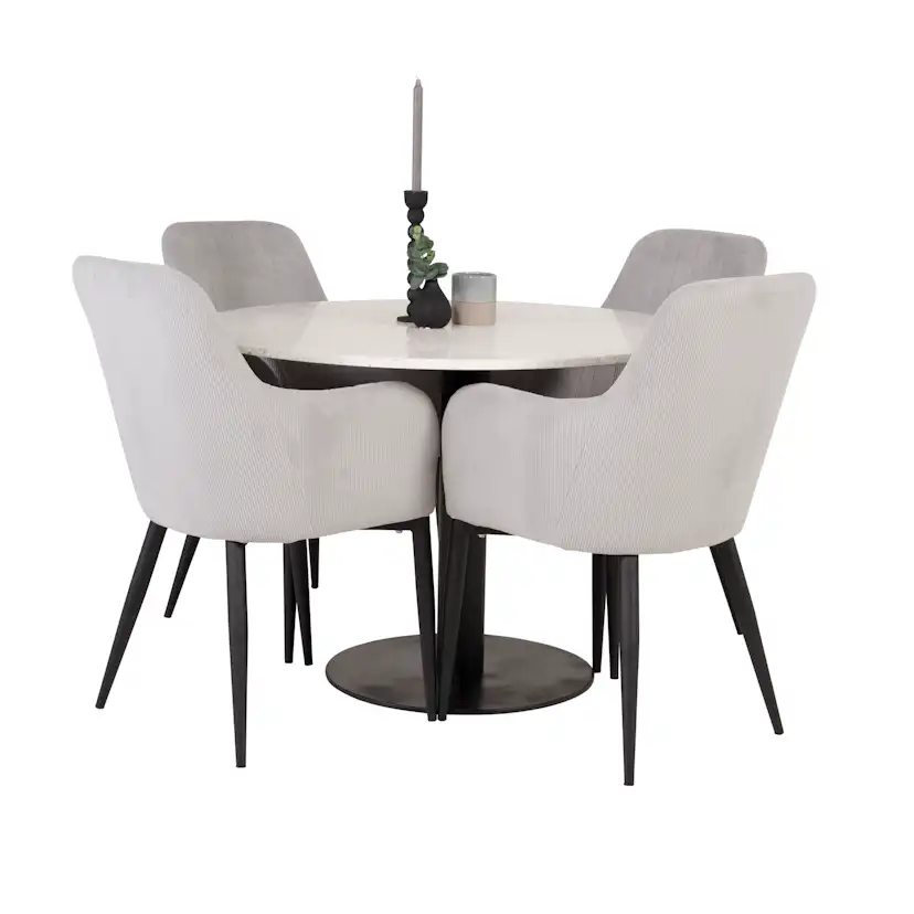 Matgrupp Venture Home Roxanna Vit Bord med 4 Corina Stolar