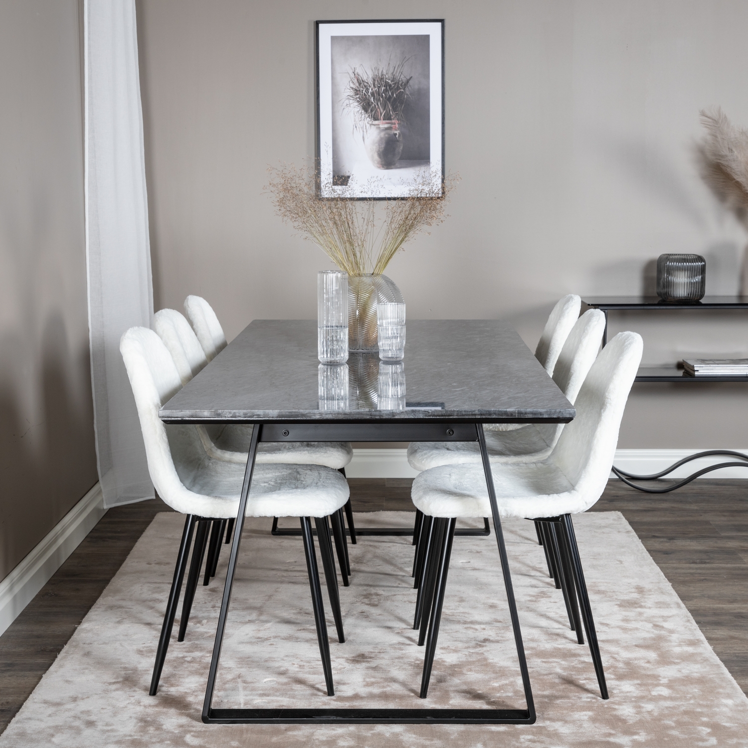 Matgrupp Venture Home Estelle med 6 Pooya Stolar PolyEstelletyg