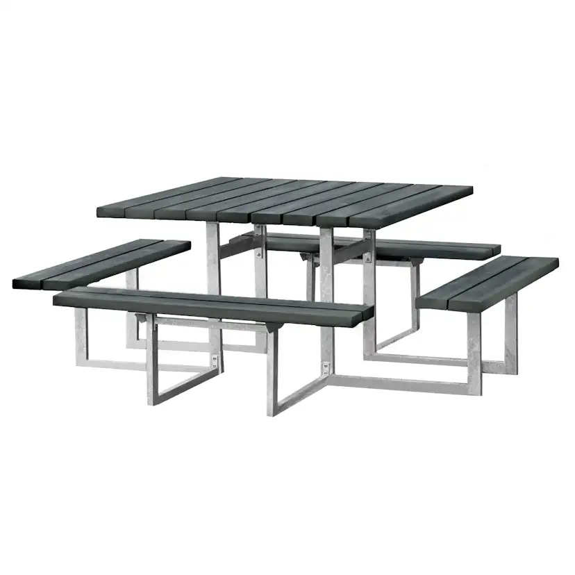 Picknickbord Hortus Nonwood Antracit Galvaniserad Ram 8 Personer