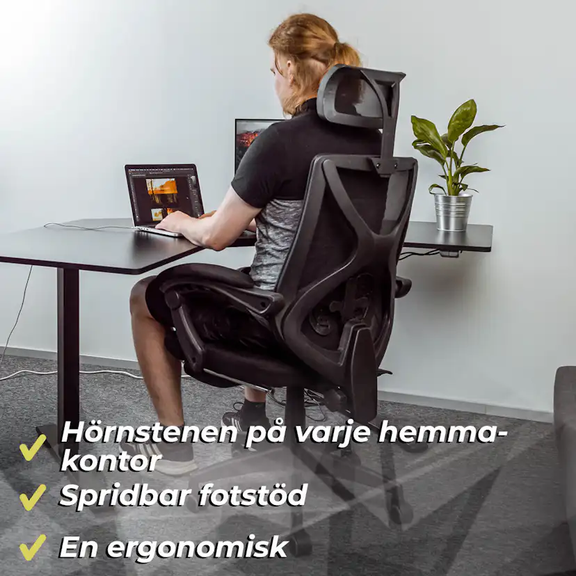 Kontorsstol Lykke Office Pro Stol med Andningsväv & Utdragbart Fotstöd