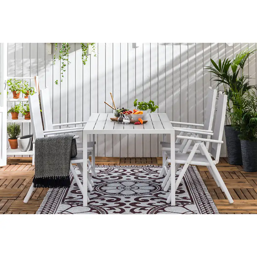 Trädgårdsgrupp Comfort Garden Tunis Matgrupp Utomhus 150x90 + 4 Maggie Positionsstol m Dyna