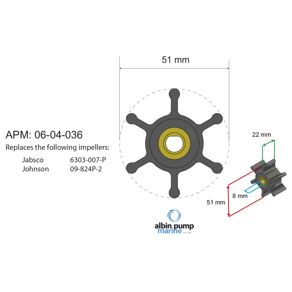 Impeller Albin Group Marine för Ballastpump