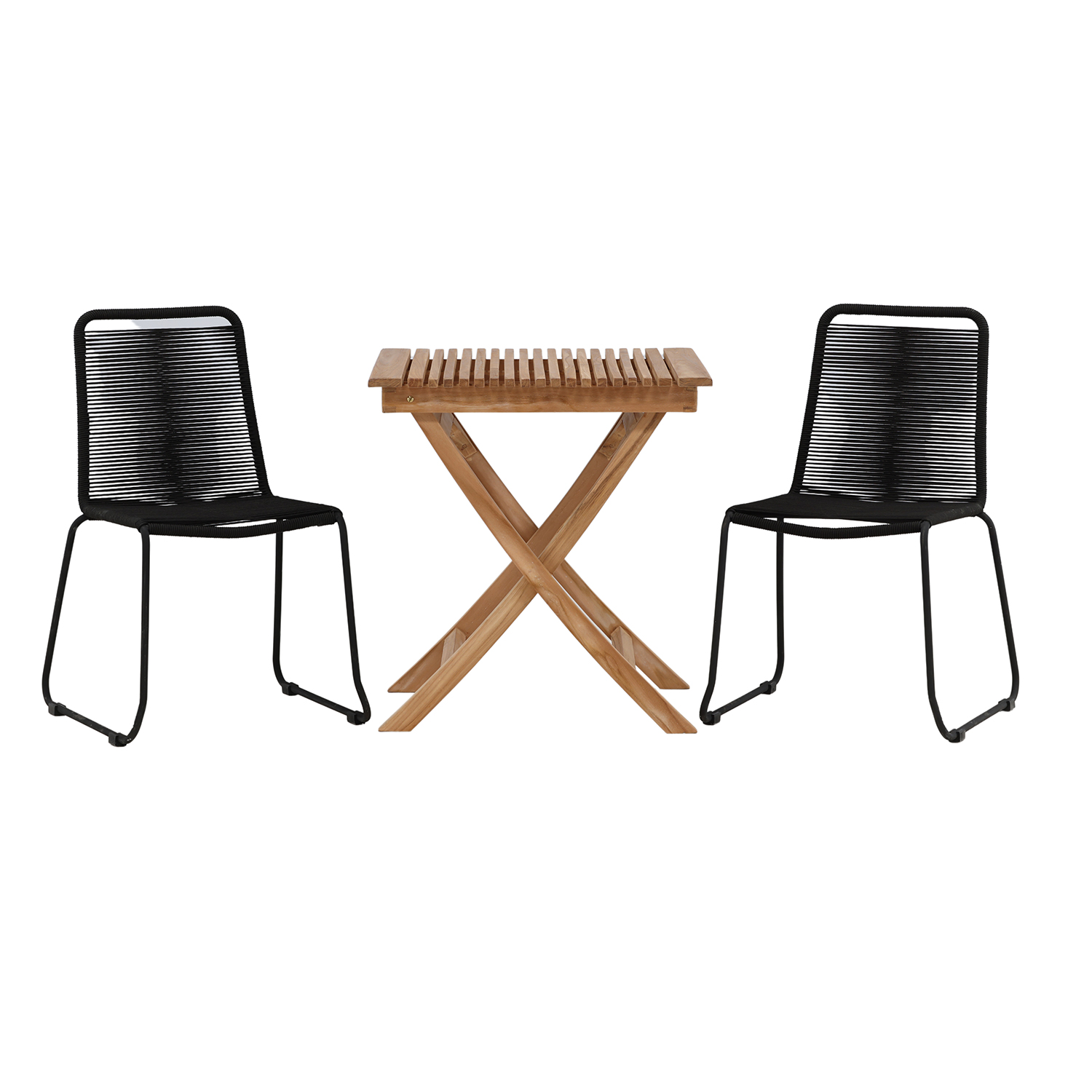 Matgrupp Utomhus Venture Home Ghana Teak 70x70 cm med 2 Lindos StapelTrädgårdsstolar