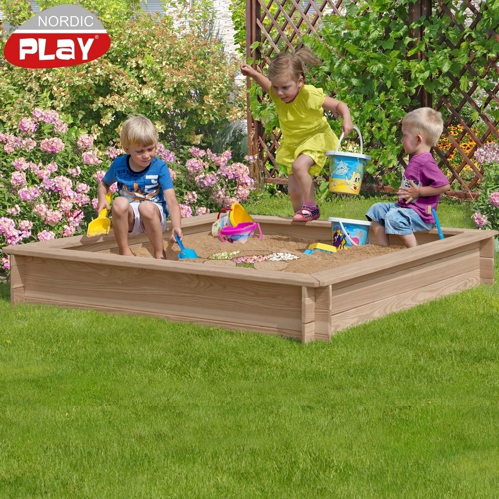 Sandlåda Nordic Play Lärkträ 150X150 cm