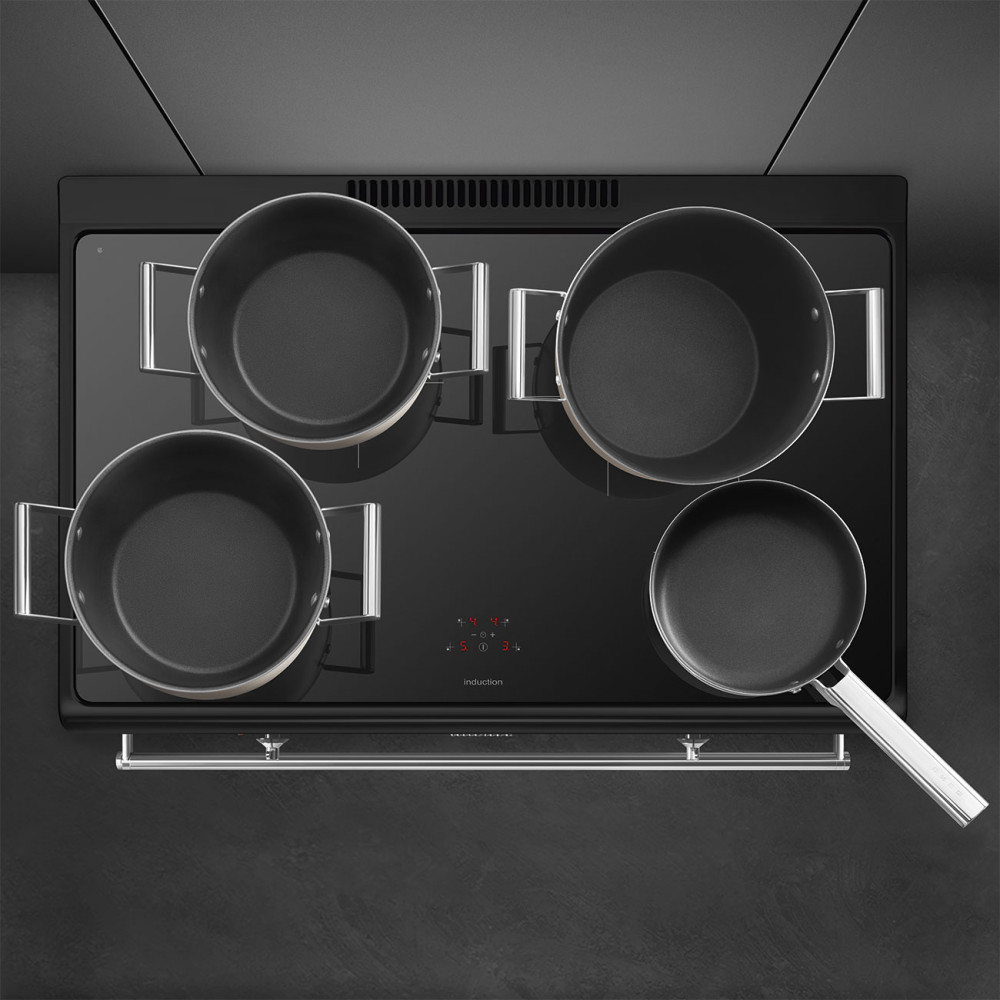 Induktionsspis Smeg CX91IMBL Svart 90cm med Varmluft och Timerfunktion