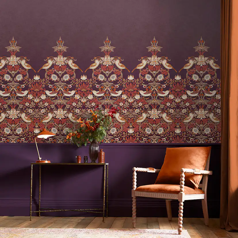 Fototapet William Morris At Home Strawberry Thief Plum