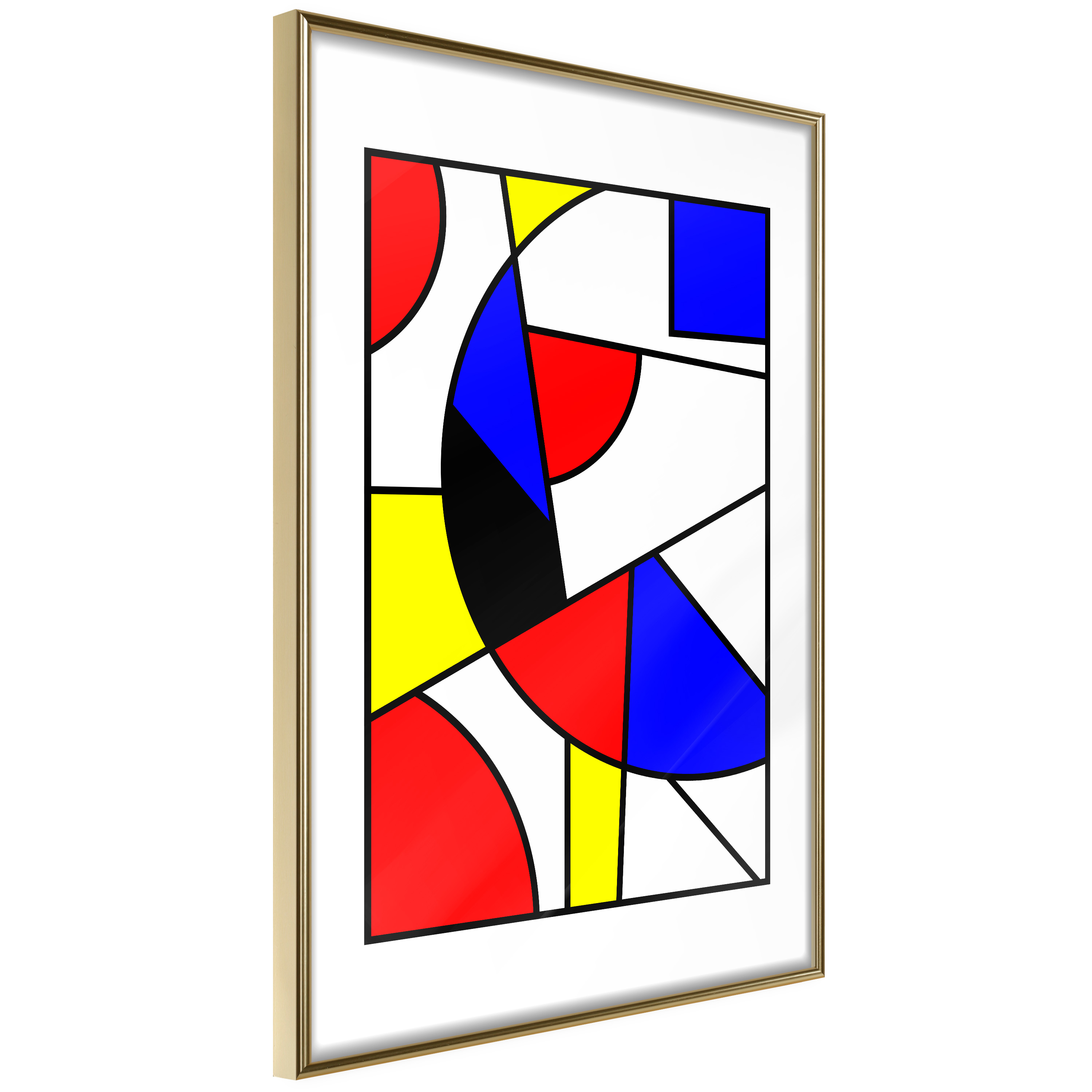Affisch - Abstraction De Stijl [Poster] 40x60 Guld ram, 40x60 cm