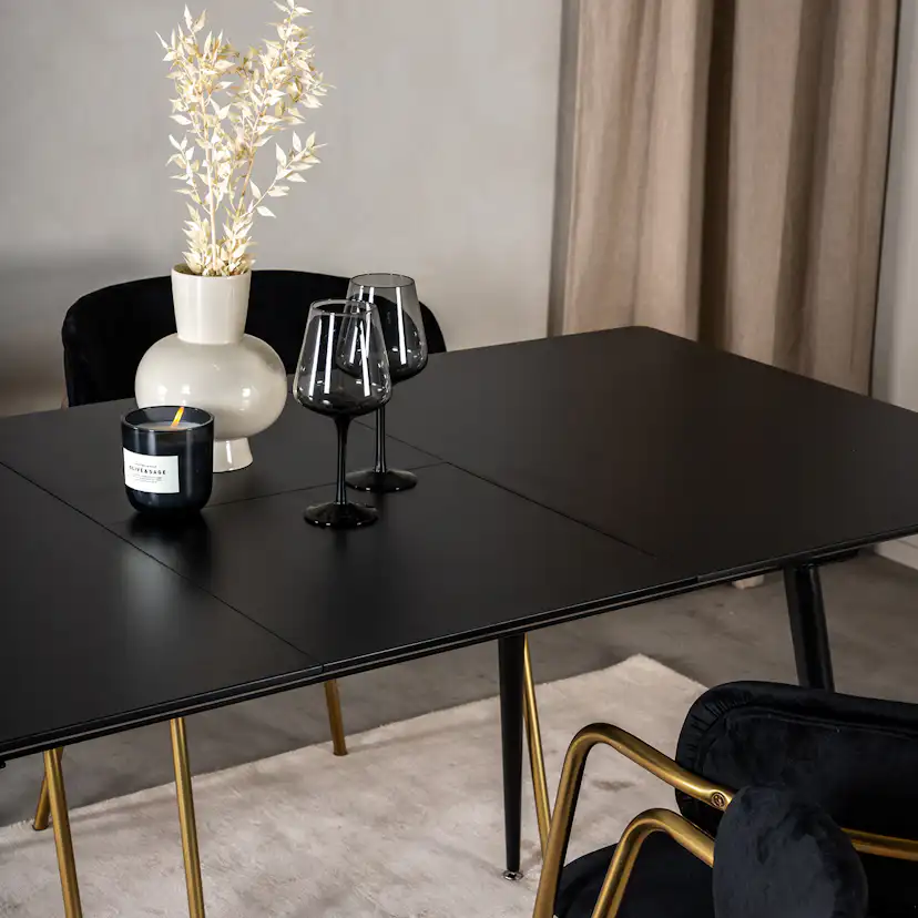 Matgrupp Venture Home Silvia med Iläggsskiva och 4 Aris Karmstolar