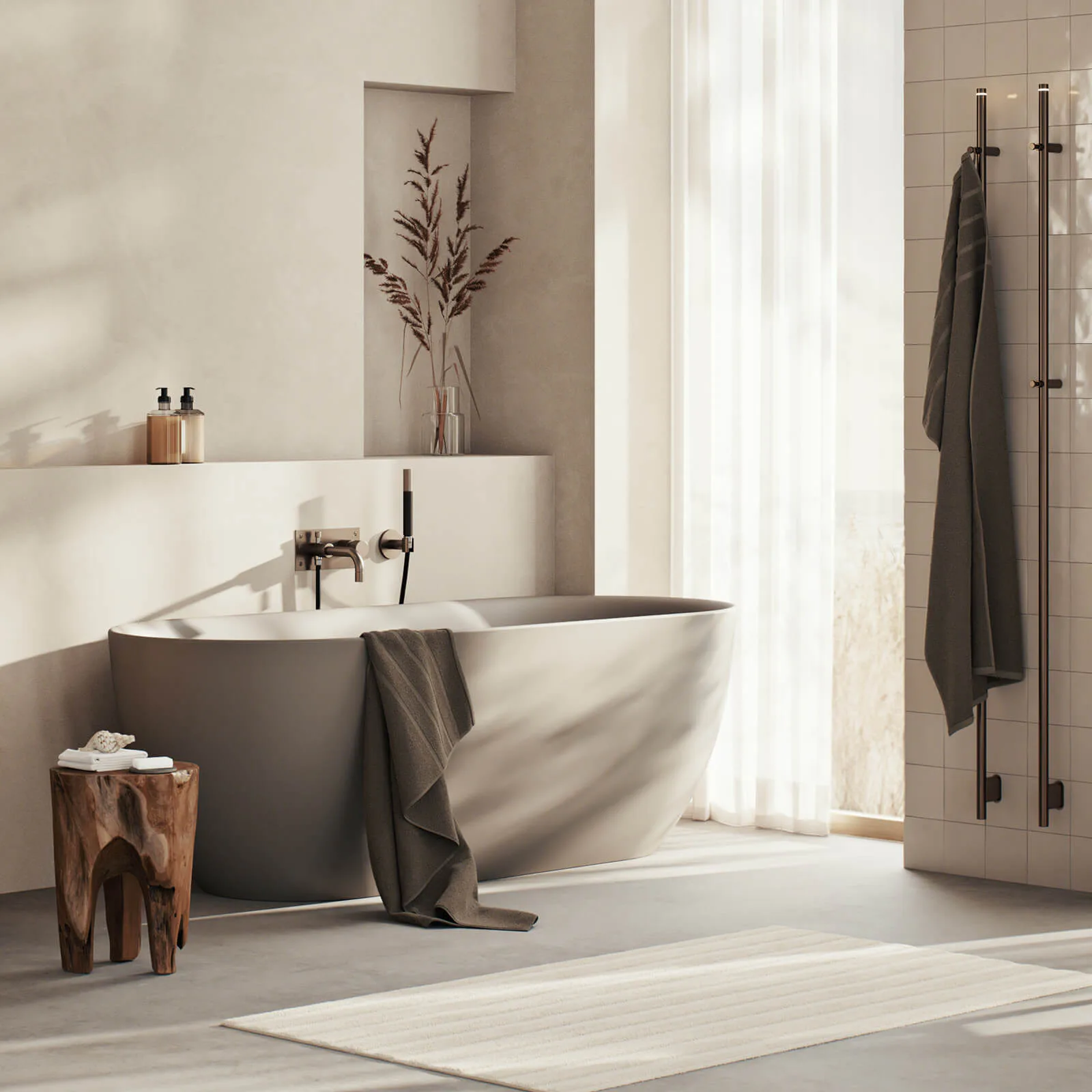 BADKAR ASPHOLMEN I 1750X750X600 MATT TAUPE AKRYL Färg: Matt Taupe, Längd: 1750mm