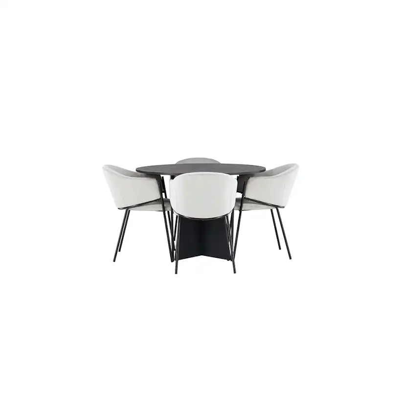 Matgrupp Venture Home Bootcut Ø110 cm med 4 st Evelina stolar